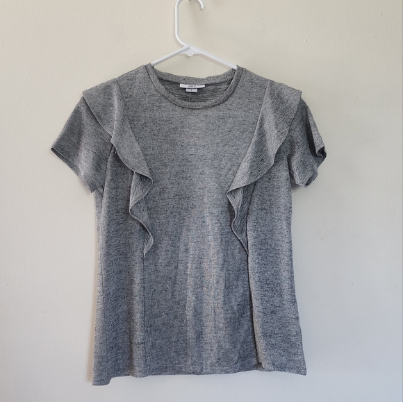 Bar III Gray Top Ruffled Blouse size small NWT - Picture 1 of 5